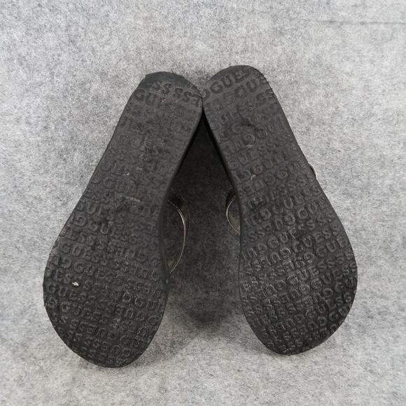 Guess Shoes Womens 7 Platform Sandals Flip Flop Wedge Casual Slip On Metallic - Picture 9 of 10